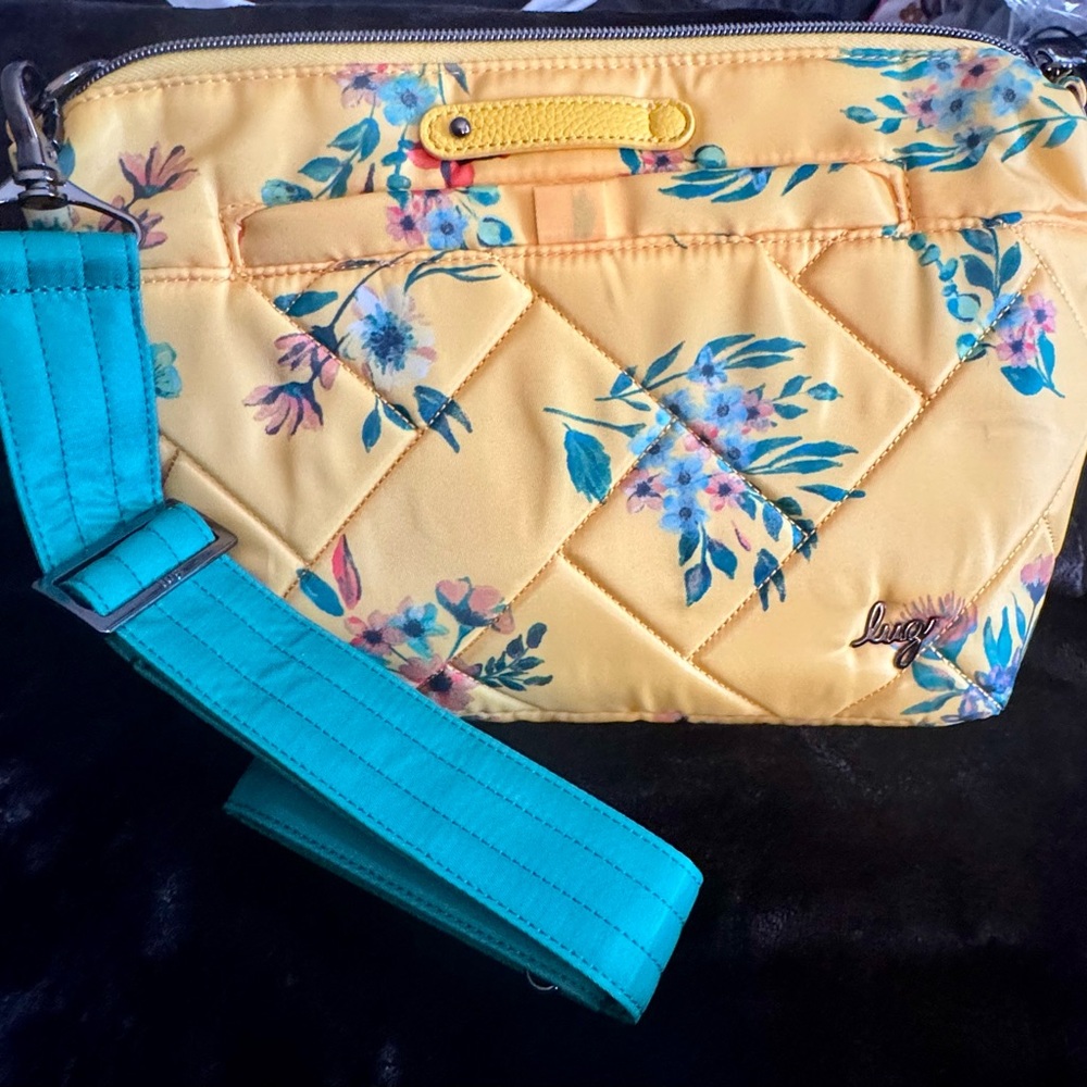 Lug Yellow and Blue Floral Quilted Crossbody Bag